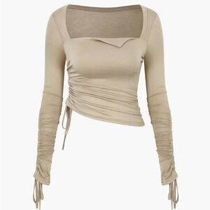 Micas NEW Ruched Long Sleeve Top - Light brown